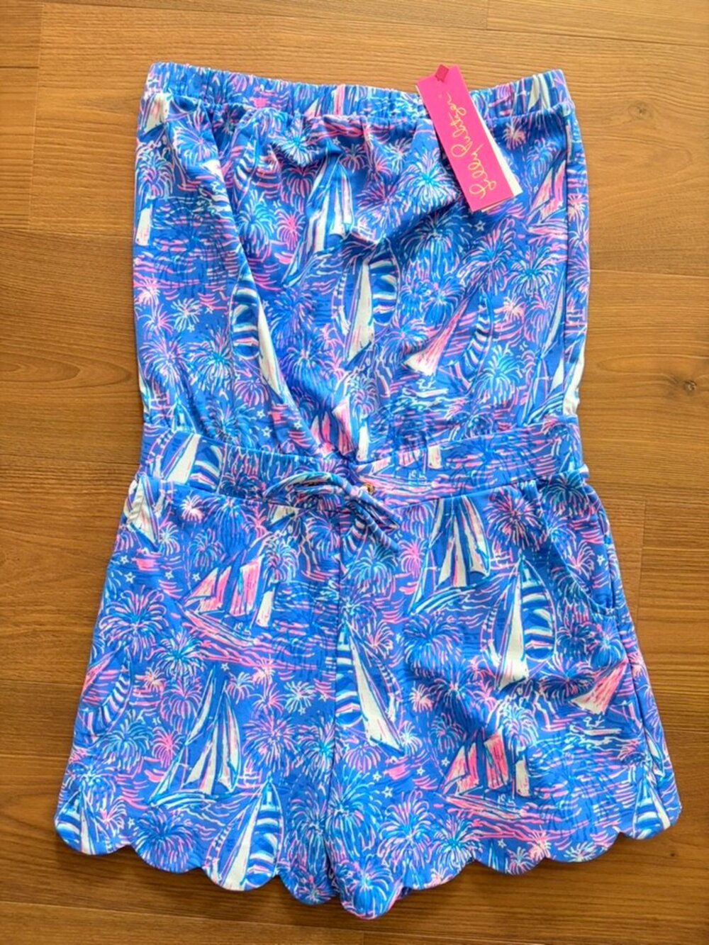 Lilly Pulitzer Jace Strapless Romper in the "Boca Blue It's a Sailabration"